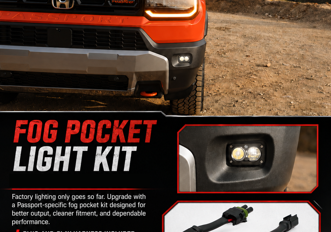 Fog Pocket Light Kit with Adaptive Plug & Play Harness by Jsport USA