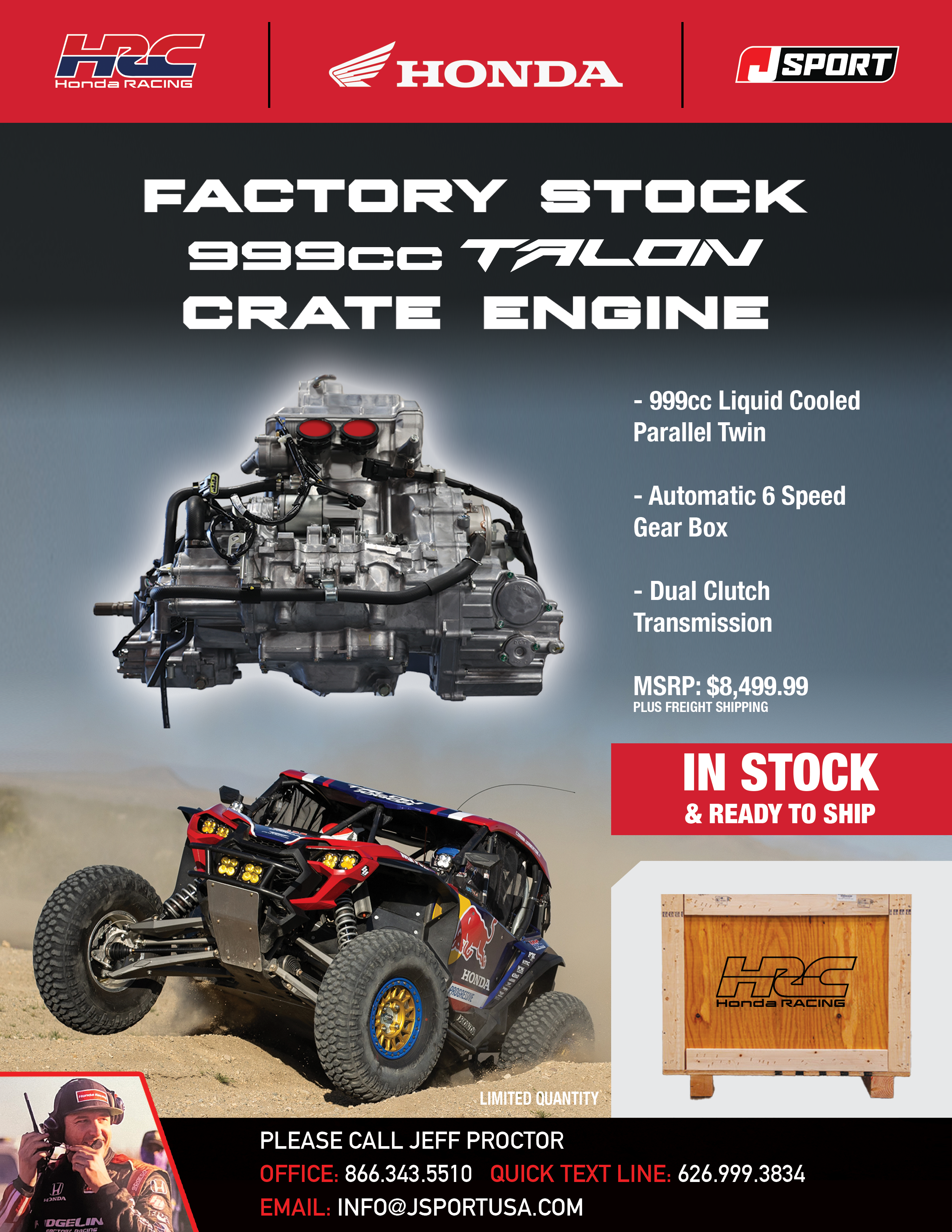 IN STOCK - Factory Stock Honda Talon 999cc Crate Engine